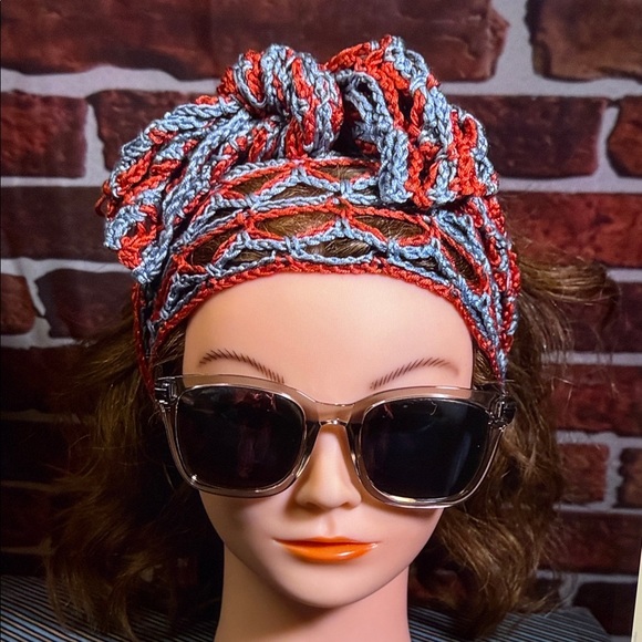 ? Left Hook Artisan™️ Copper Ice Scarf & Head-Wrap — Copper/Ice Blue — OS main image 7